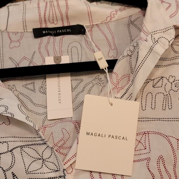 NWT Magali Pascal Anthropologie Puff Sleeve Buttondown Sz L - Picture 9 of 13